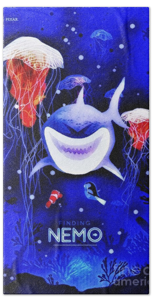 Nemo Bath Towel featuring the digital art Finding Nemo by HELGE Art Gallery