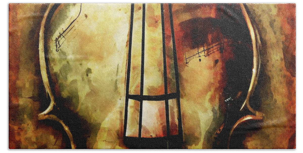 Violin Hand Towel featuring the digital art Fine Fiddle by Ally White