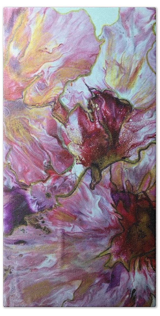 Flowers Bath Towel featuring the painting Fiori 4 by Soraya Silvestri