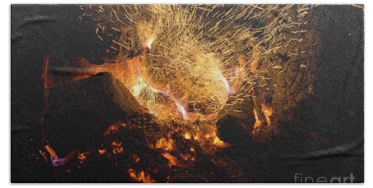 Fire Bath Towel featuring the photograph Fire and flames 2 by Adriana Mueller