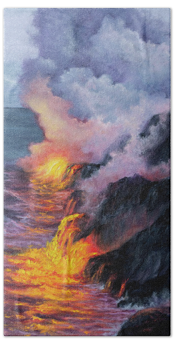 Hawaii Hand Towel featuring the painting Fire and Water by Darice Machel McGuire