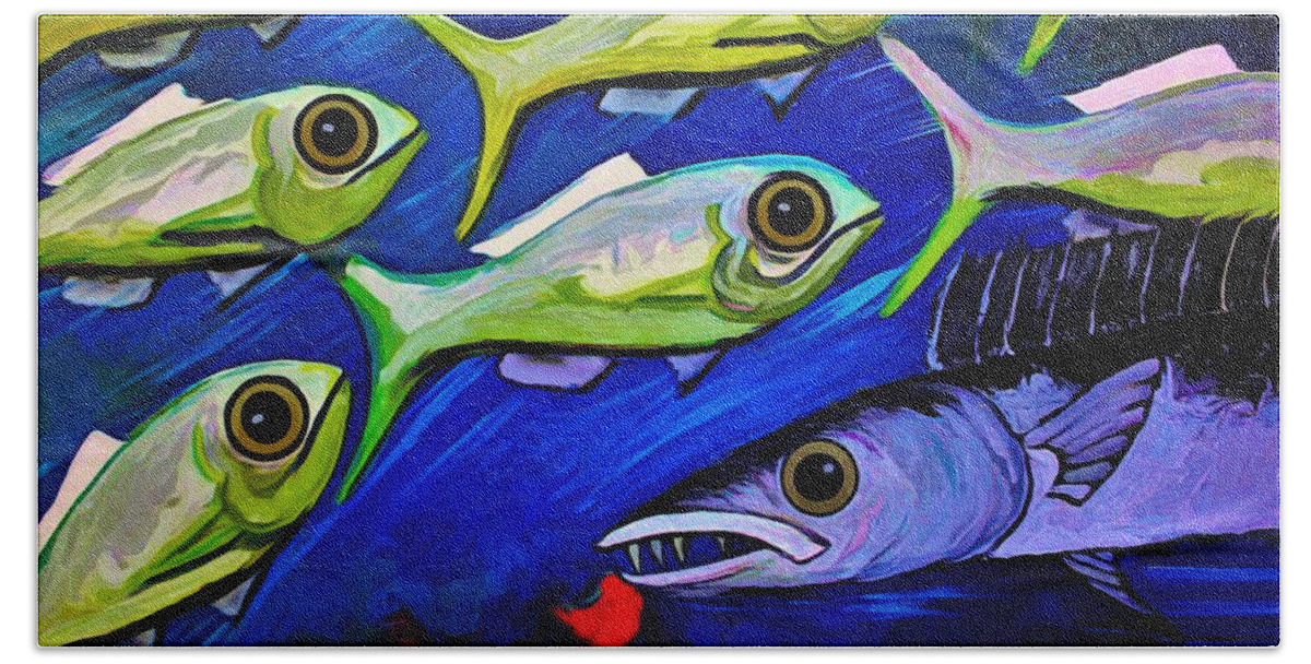 School Of Fish Bath Towel featuring the painting Fish Ball by Joan Stratton