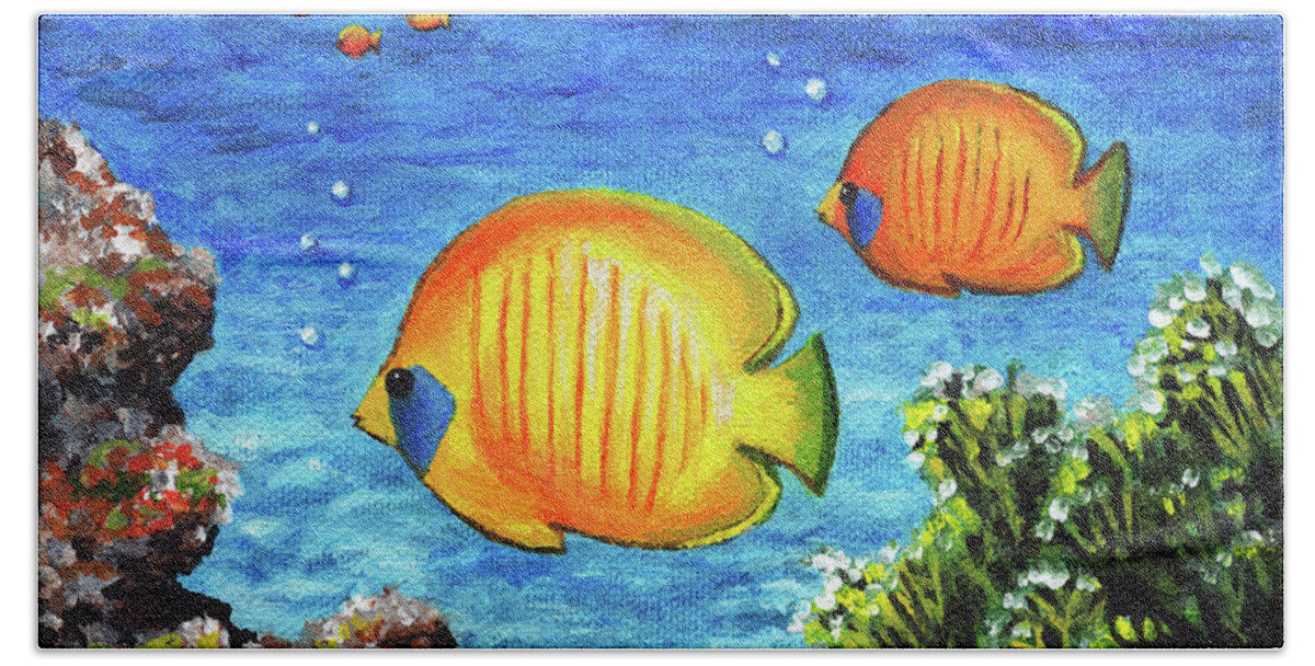 Fish Bath Towel featuring the painting Fish by Lucie Dumas