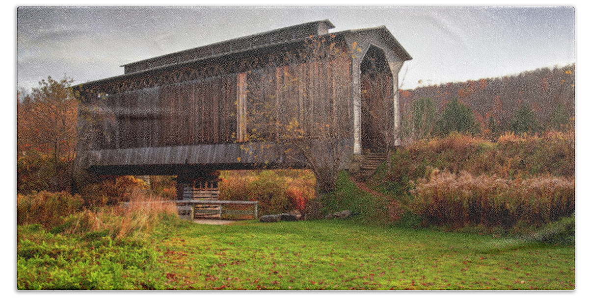 Fine Art Hand Towel featuring the photograph Fisher Covered Railroad Bridge II by Robert Harris