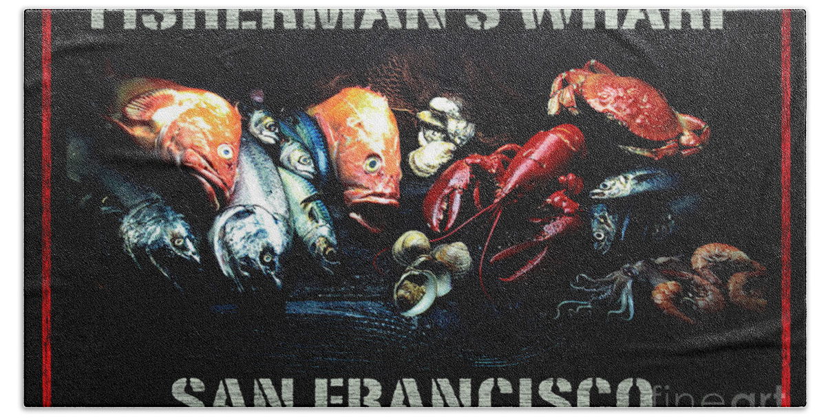 Fisherman's Wharf Bath Towel featuring the digital art Fisherman's Wharf San Francisco by Brian Watt