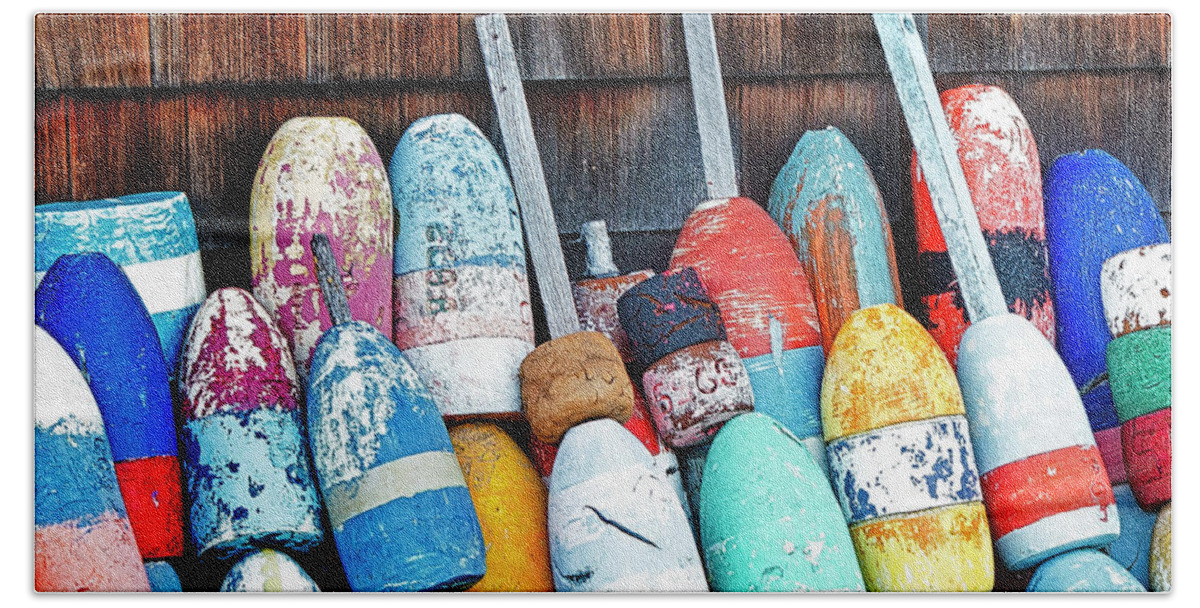 Bouy Bath Towel featuring the photograph Fishing Buoys by Susan Candelario