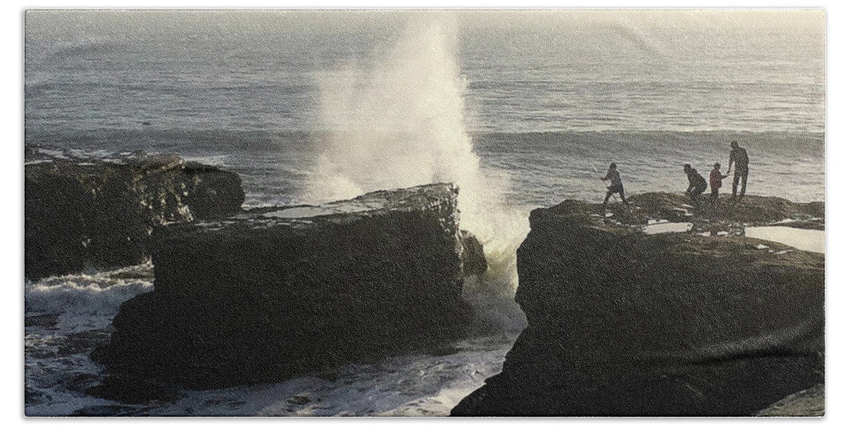 Jennifer Kane Webb Bath Towel featuring the photograph Fishing Over West Cliff by Jennifer Kane Webb