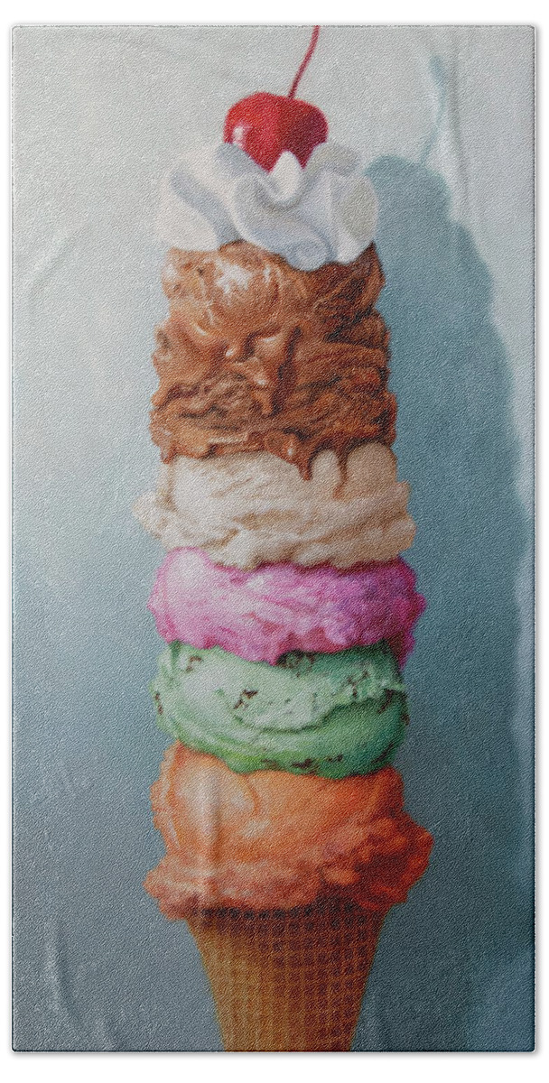 Ice Cream Hand Towel featuring the painting Five Scoops by Susan N Jarvis