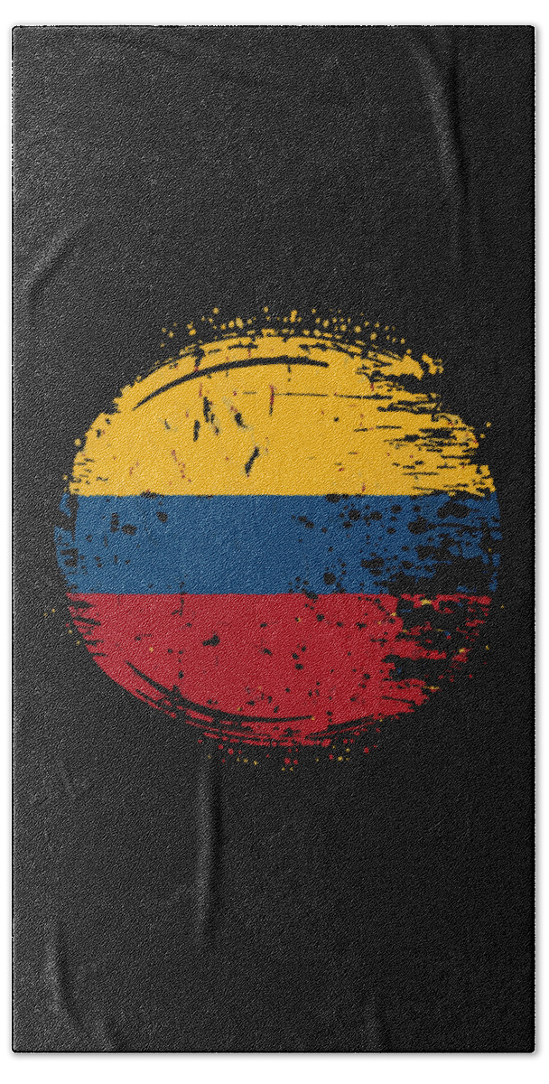 Colombian Heritage Bath Towel featuring the digital art Flag of Colombia Distressed by Flippin Sweet Gear