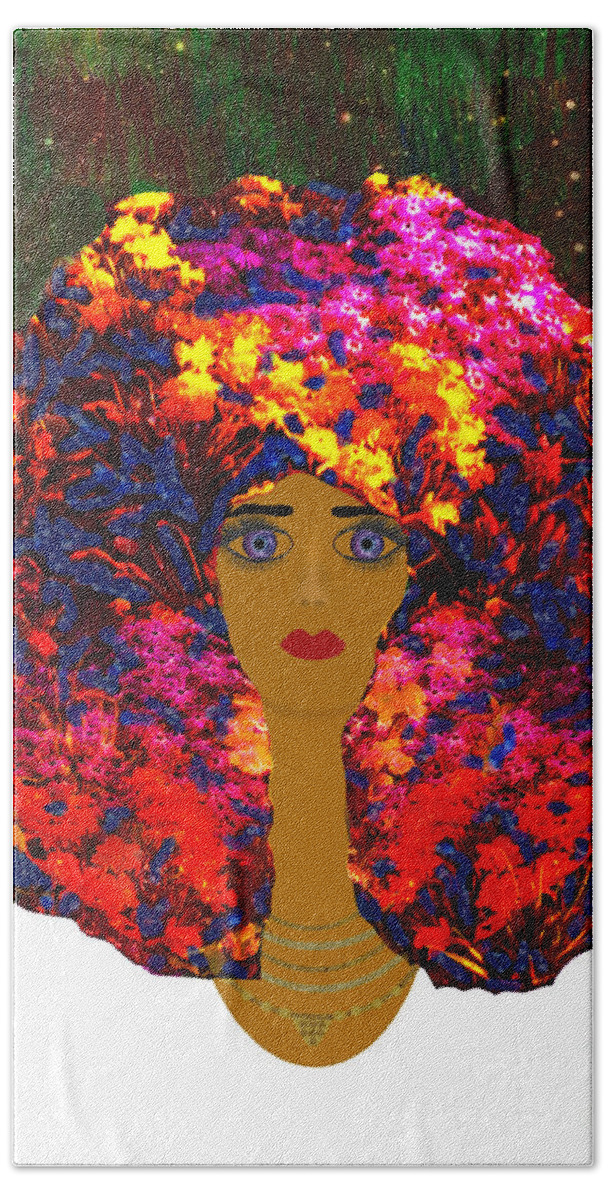 Woman Hand Towel featuring the mixed media Flair For Fashion by Diamante Lavendar