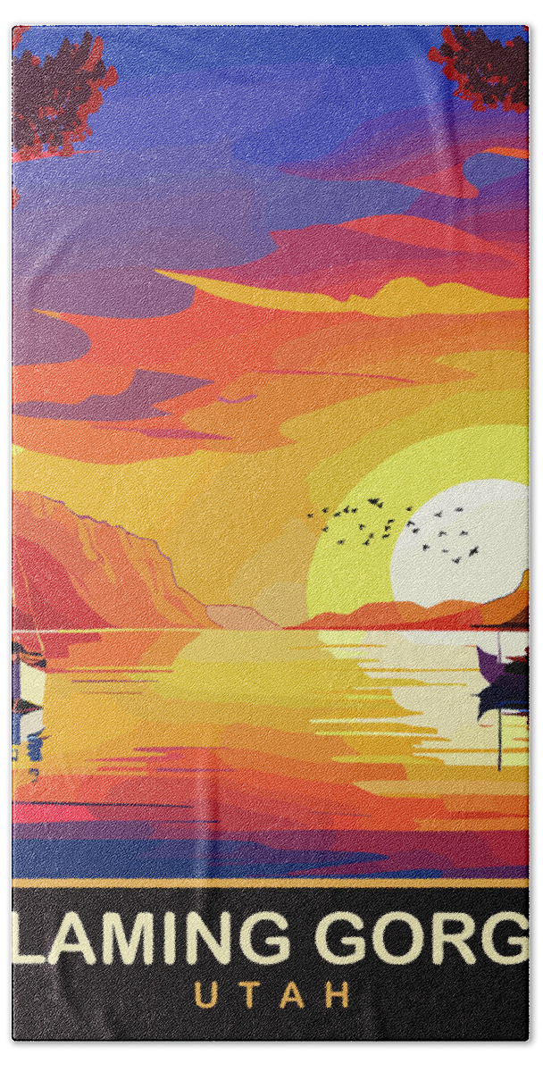 Flaming Gorge Hand Towel featuring the digital art Flaming Gorge, Utah by Long Shot