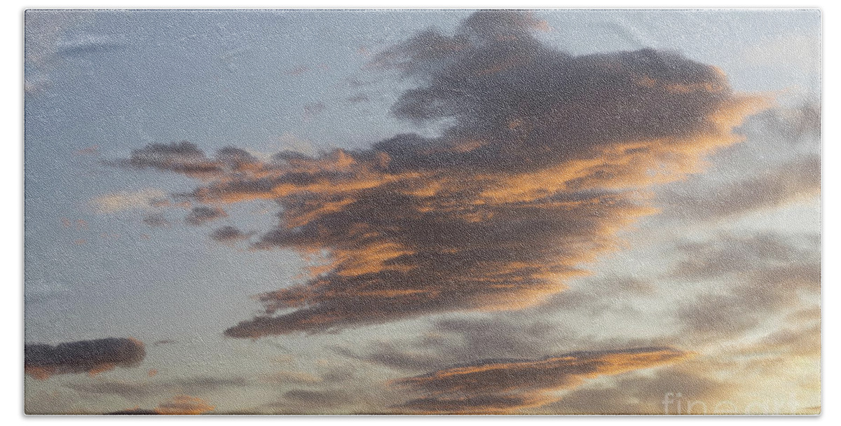 Clouds Bath Towel featuring the photograph Cloud at sunset, like a bird by Adriana Mueller