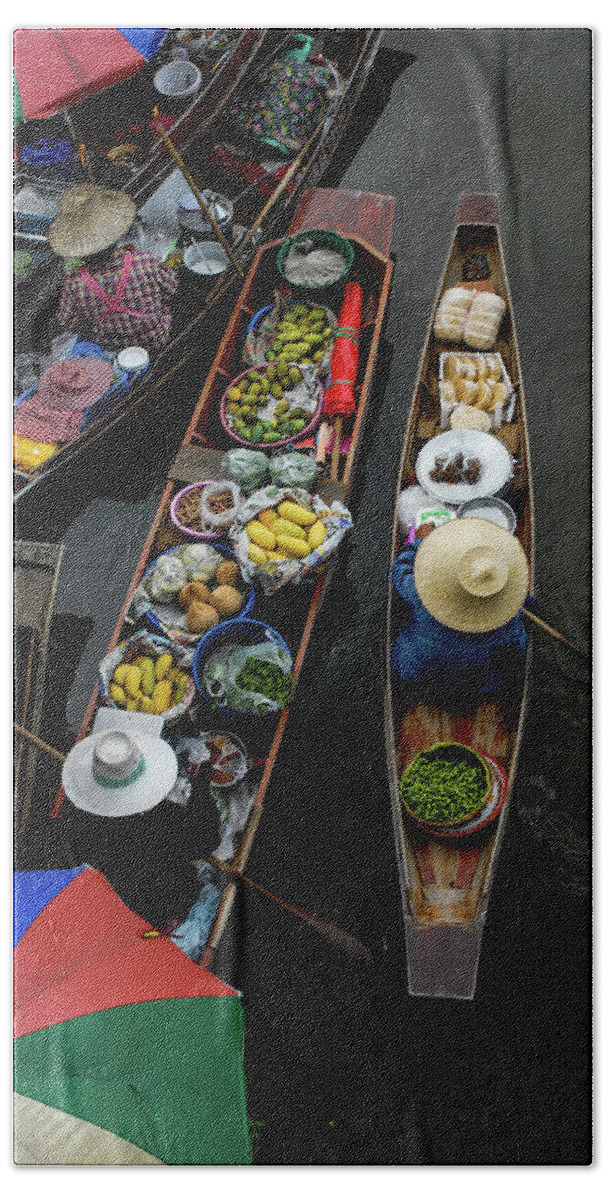 Floating Bath Towel featuring the photograph Market Mornings - Floating Market, Thailand by Earth And Spirit