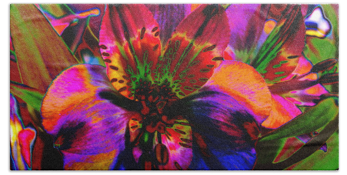 Flower Bath Towel featuring the digital art Floral Festival by Larry Beat