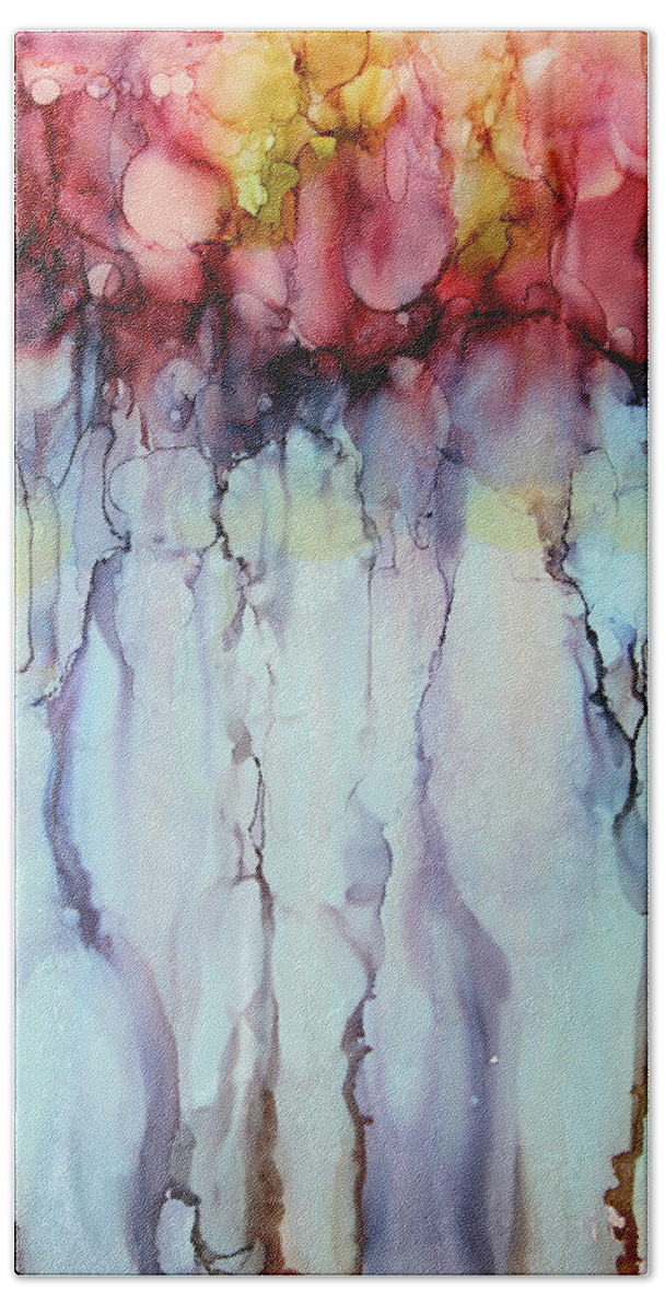 Purple Bath Towel featuring the painting Floral Ice by Katrina Nixon