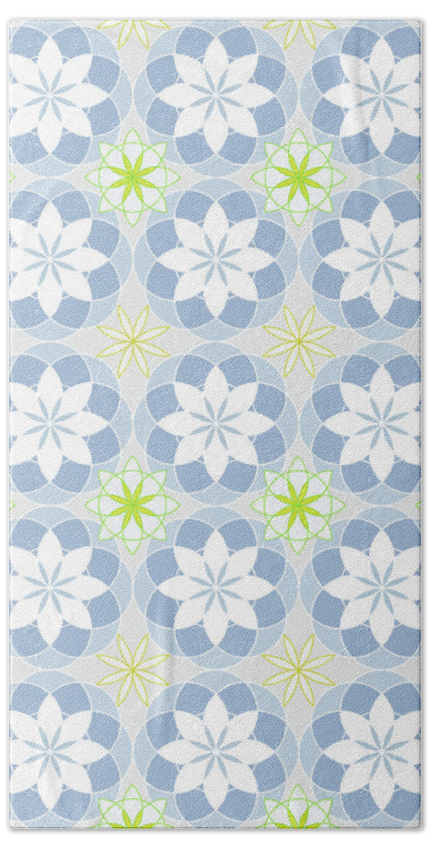 Floral Pattern Bath Towel featuring the digital art Floral pattern - Surface Design in Blue and Green by Patricia Awapara