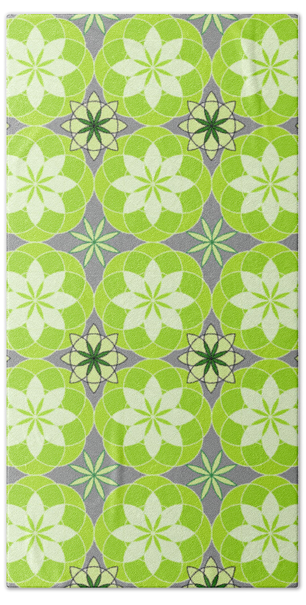 Floral Pattern Hand Towel featuring the digital art Floral Pattern - Surface Design Shades of Green by Patricia Awapara