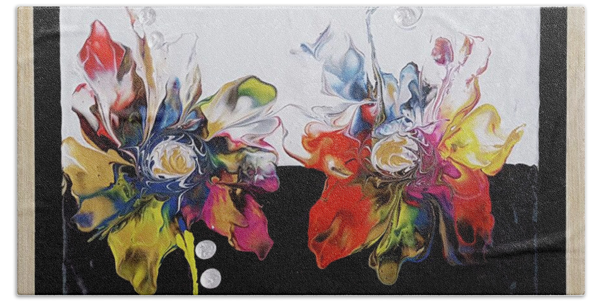 Acrylic Bath Towel featuring the painting Florals and Pearls by Diana Hrabosky