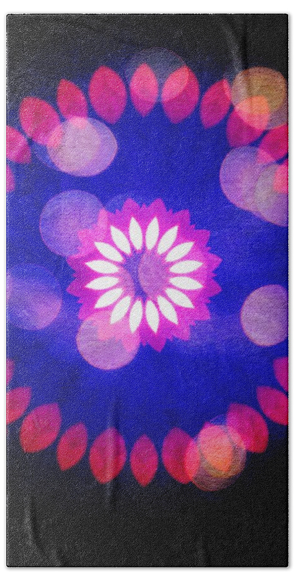 Flower Bokeh Mandala Canvas Draft Bath Towel featuring the mixed media Flower Bokeh Mandala Canvas Draft by Itsonlythemoon -
