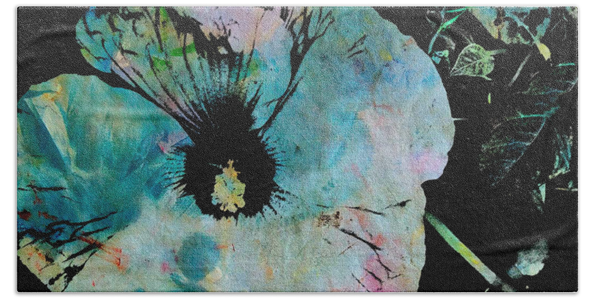 Painting Bath Towel featuring the mixed media Flower One by John Dyess