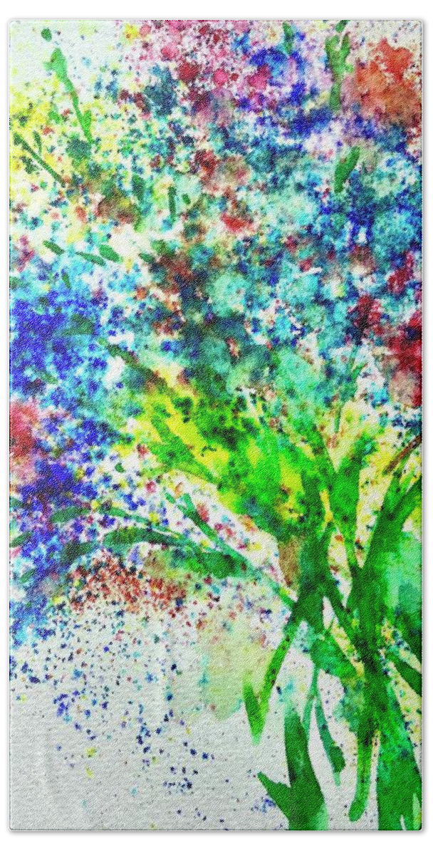 Cynthia Pride Art Hand Towel featuring the painting Flower Vibes #5 by Cynthia Pride