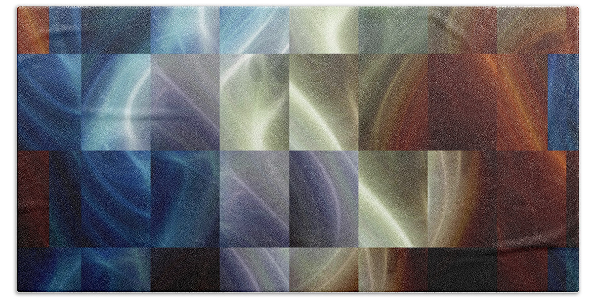 Square Hand Towel featuring the digital art Flowing Metal Squares by Melinda Firestone-White