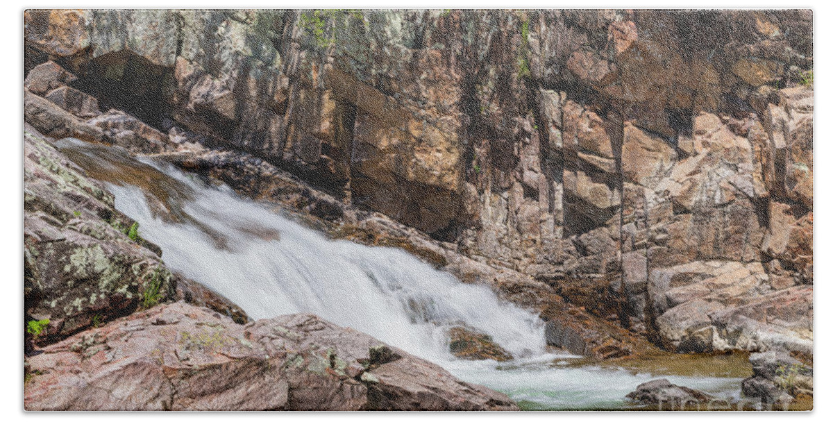 Waterfall Hand Towel featuring the photograph Flowing Waterfall At Klepzig by Jennifer White