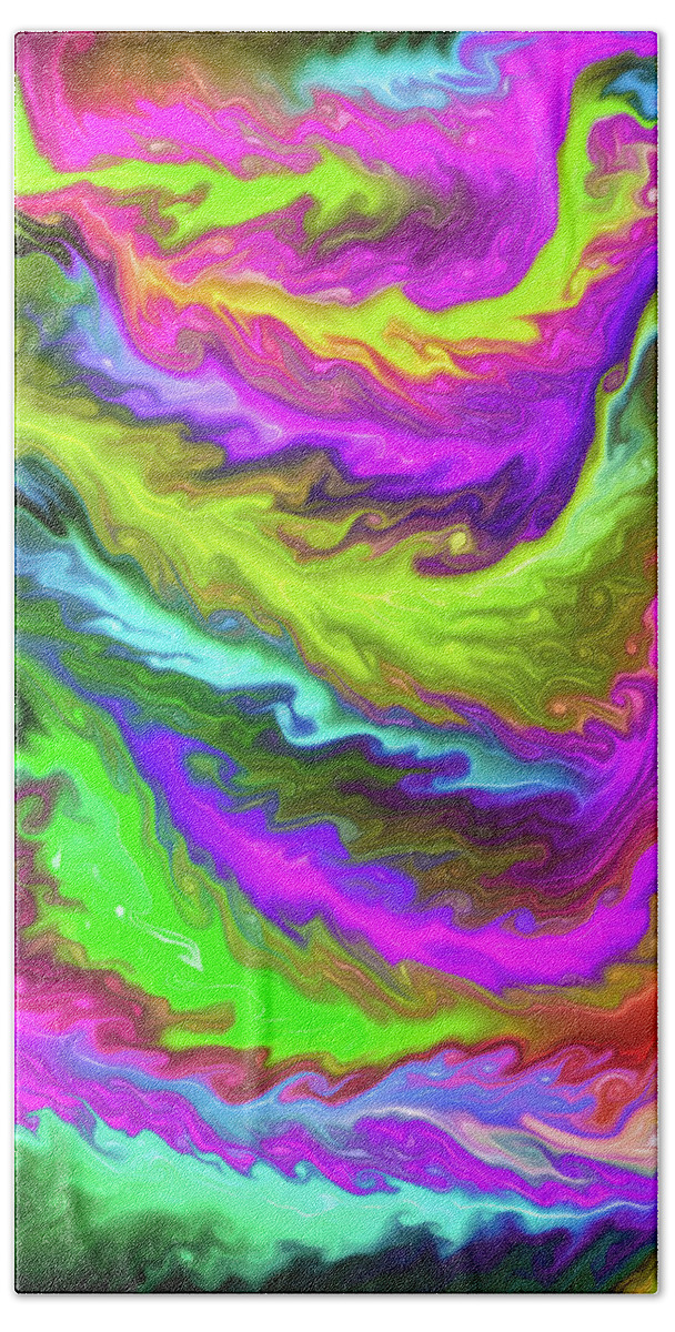 Fluid Bath Towel featuring the painting Fluid 05 Abstract Colorful Digital Painting by Matthias Hauser