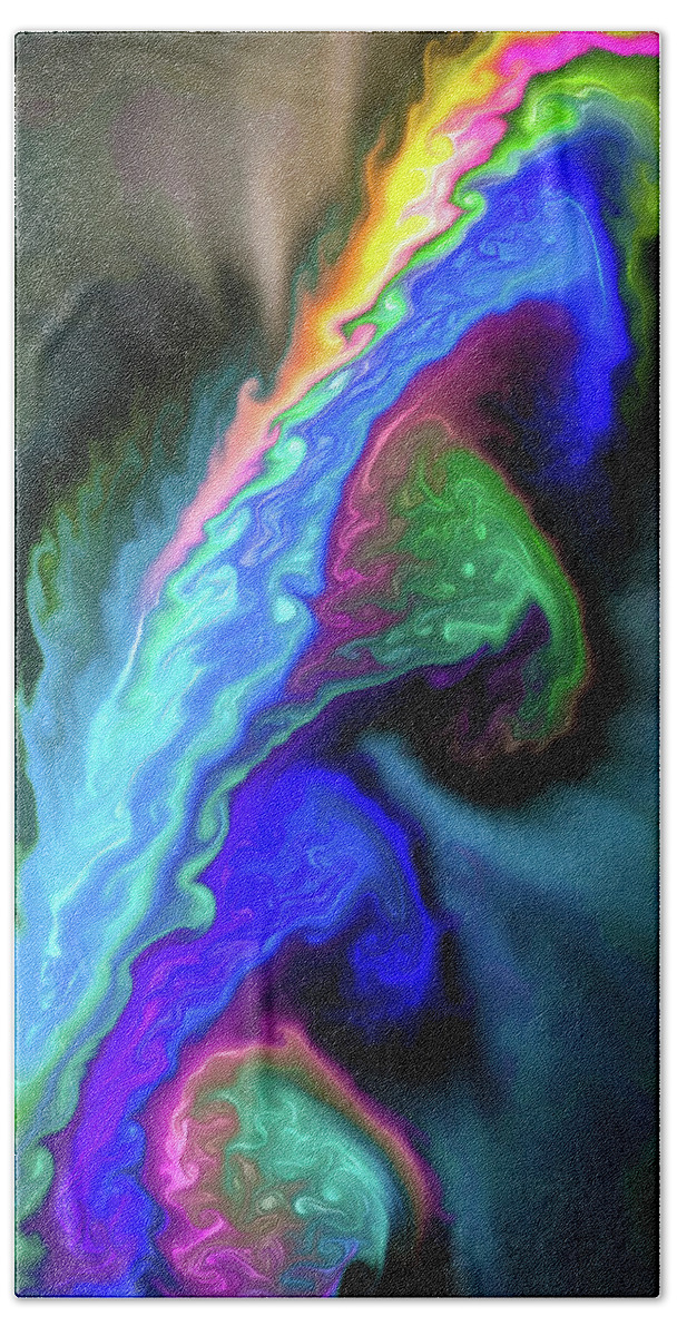 Fluid Bath Towel featuring the painting Fluid 07 Abstract Colorful Digital Painting by Matthias Hauser