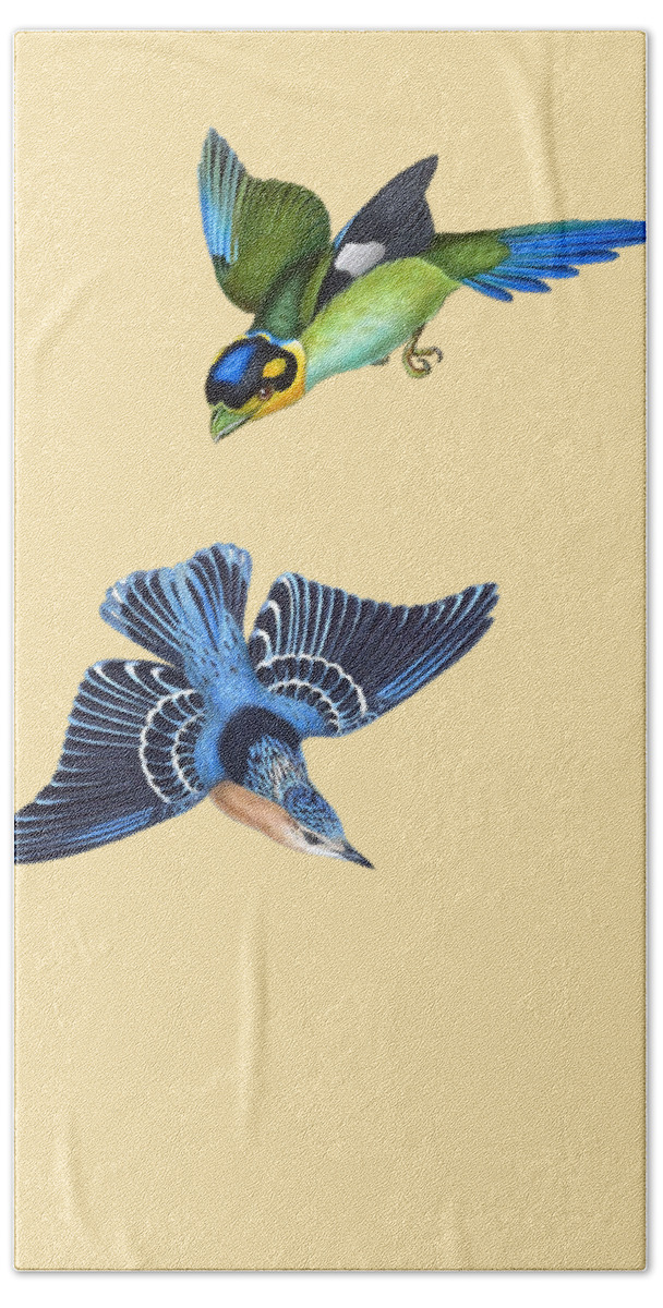 Bird Hand Towel featuring the digital art Flying Birds by Madame Memento
