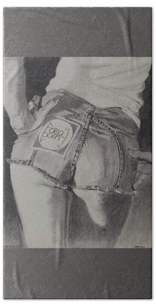 Charcoal Pencil On Paper Bath Towel featuring the drawing Back In The Seventies by Sean Connolly