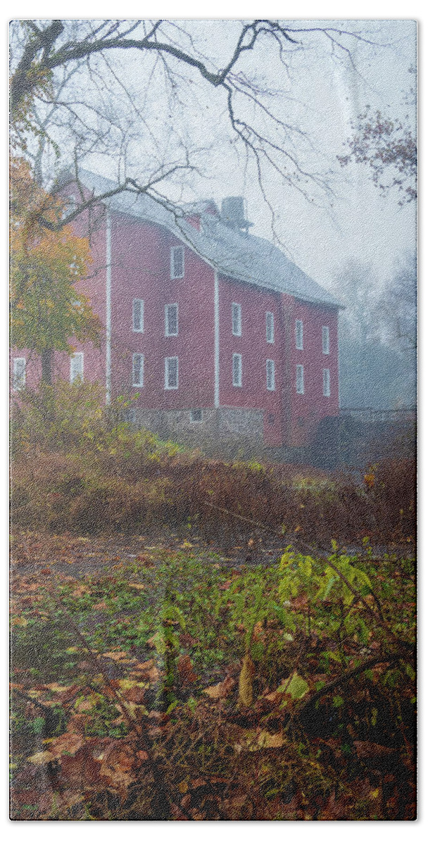 Kirby's Mill Bath Sheet featuring the photograph Foggy Morning at Kirbys Mill by Kristia Adams