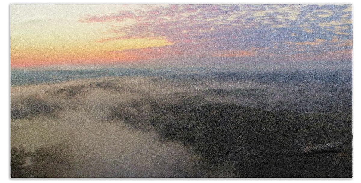  Hand Towel featuring the photograph Foggy Sunrise by Brad Nellis