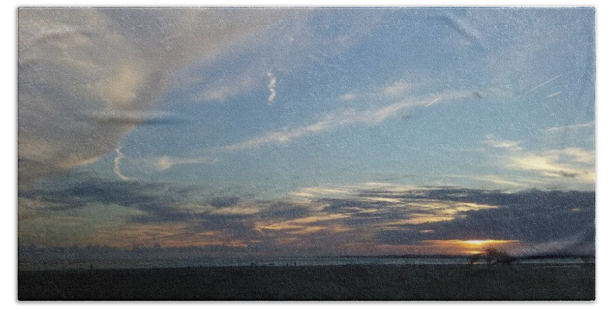 Sunsets Hand Towel featuring the photograph Folly Beach at Sunset by Victor Thomason