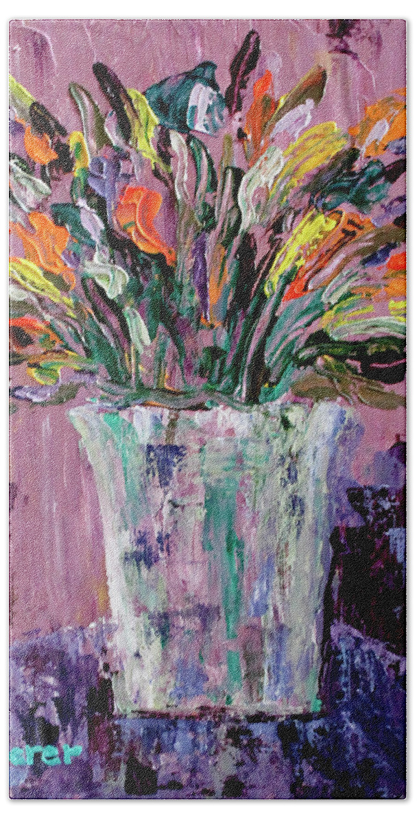 Flowers Bath Towel featuring the painting Flowers For Amy by Teresa Moerer