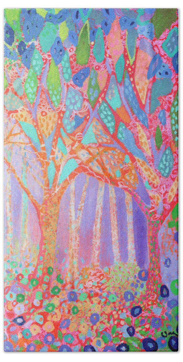 Tree Hand Towel featuring the painting Forest Jewels Part 2 by Jennifer Lommers