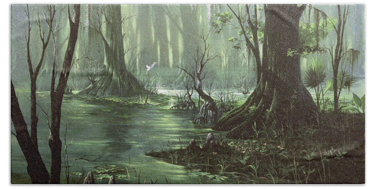 Michael Humphries Bath Towel featuring the painting Forever Glades by Michael Humphries