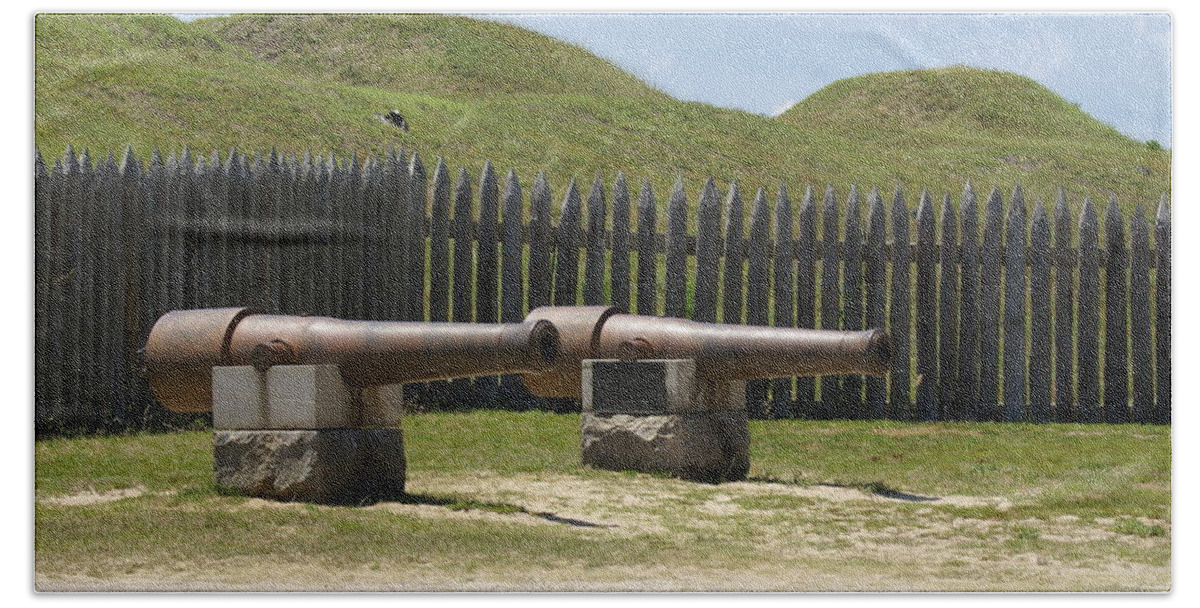  Bath Towel featuring the photograph Fort Fisher Cannons by Heather E Harman
