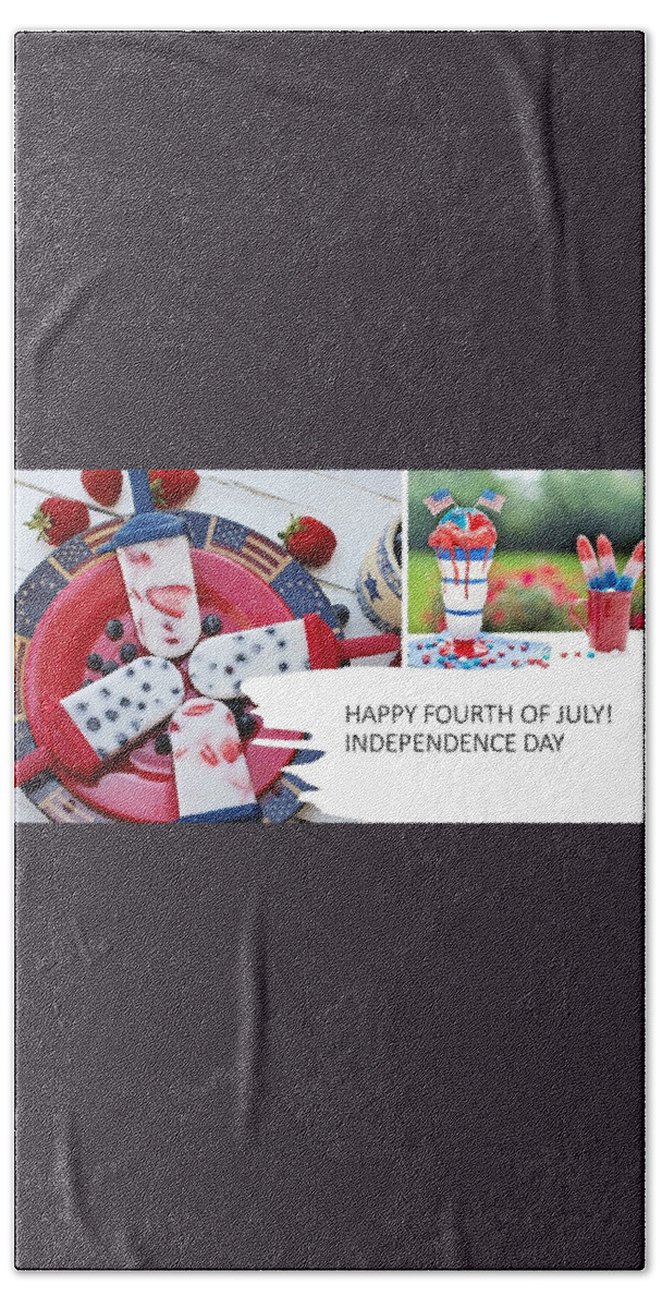 4th Of July Bath Towel featuring the mixed media Fourth of July Picnic by Nancy Ayanna Wyatt