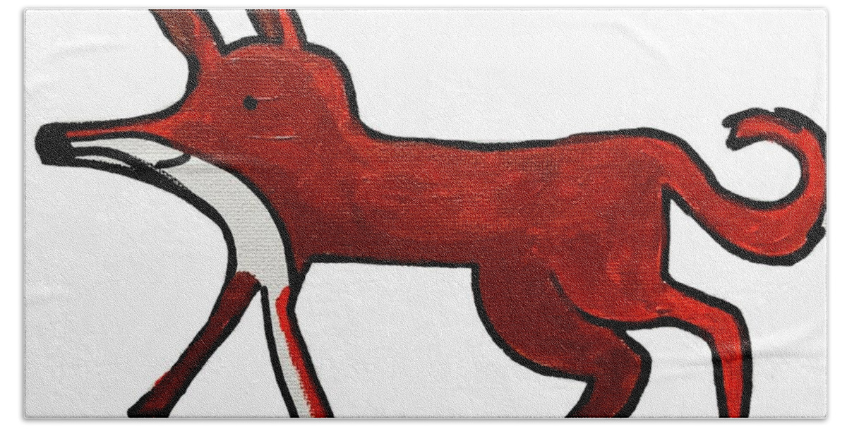  Hand Towel featuring the painting Fox by Oriel Ceballos