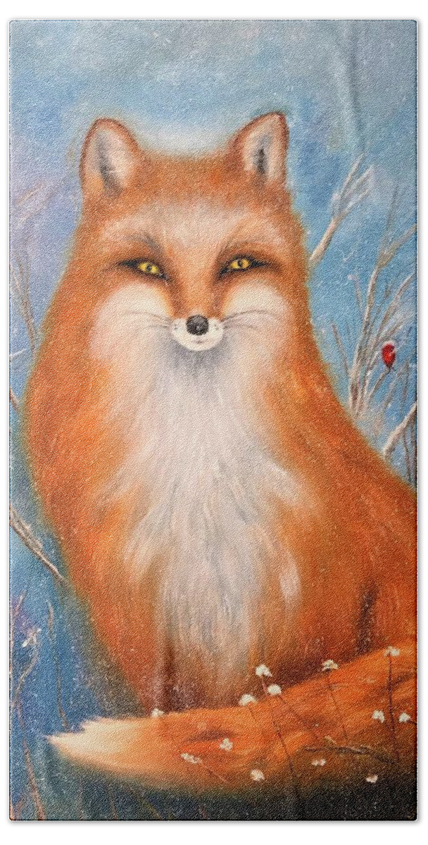 Wall Art Animals Fox  Red Fox Gloss Print Cards Of Original Painting Fox Double Page Postcard Of Original Painting White Envelope Greeting Cards Posters Bath Towel featuring the photograph Fox by Tanya Harr