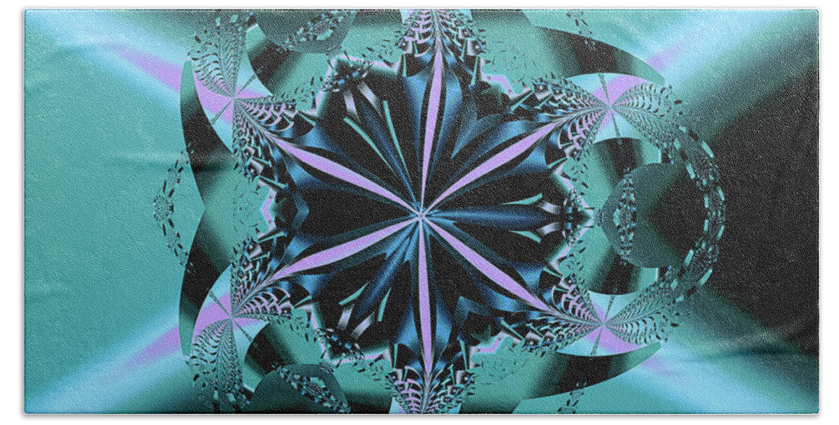 Abstract Bath Towel featuring the photograph Fractal Geometry in Blue and Violet by Lowell Monke