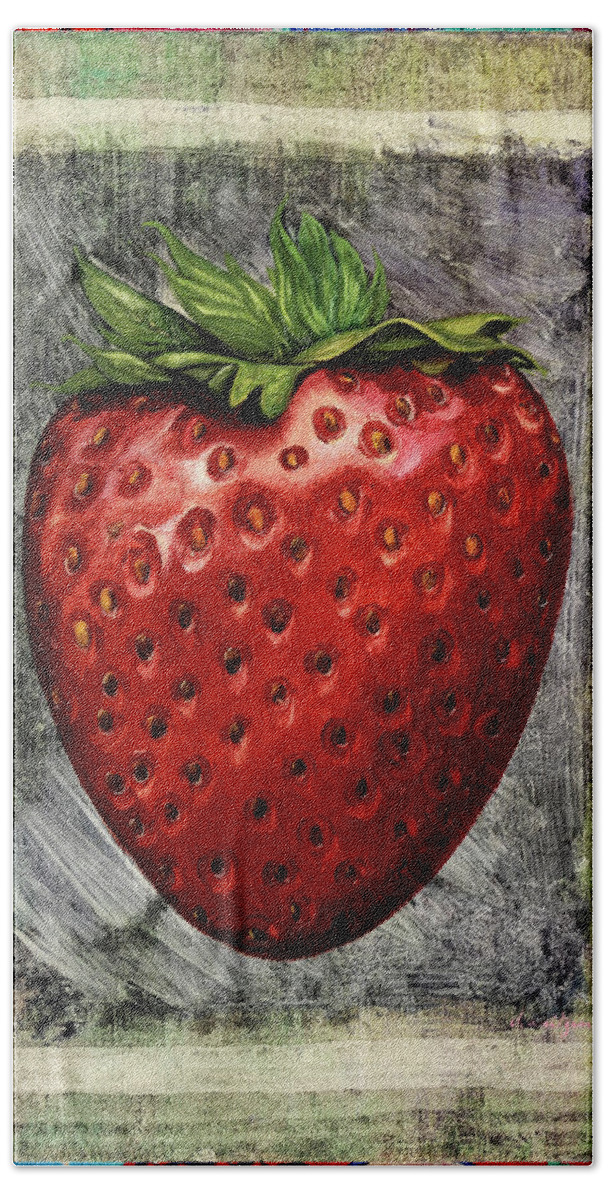 Strawberry Hand Towel featuring the painting Fragola by Guido Borelli