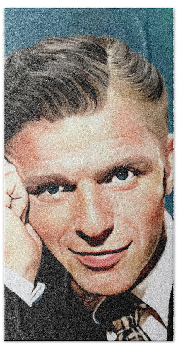 Frank Sinatra Hand Towel featuring the digital art Frank Sinatra illustration by Movie World Posters