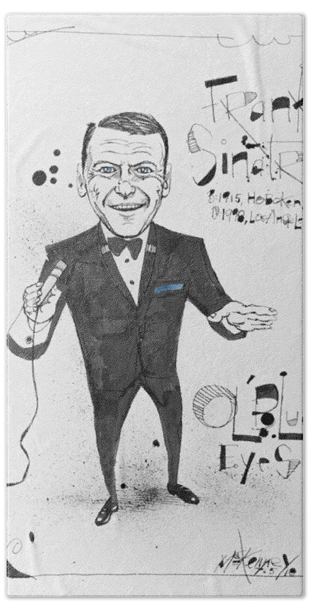  Bath Towel featuring the drawing Frank Sinatra by Phil Mckenney