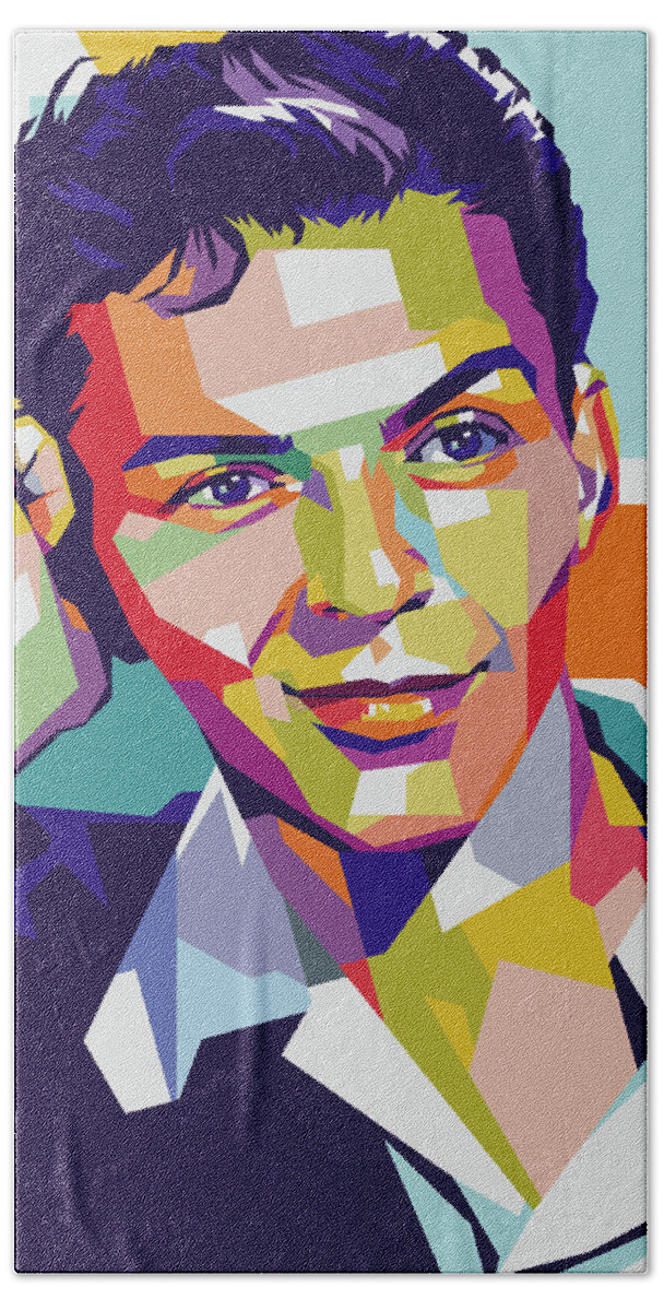 Frank Sinatra Bath Sheet featuring the digital art Frank Sinatra portrait by Stars on Art