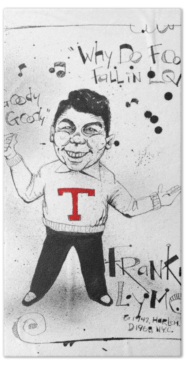  Bath Towel featuring the drawing Frankie Lymon by Phil Mckenney