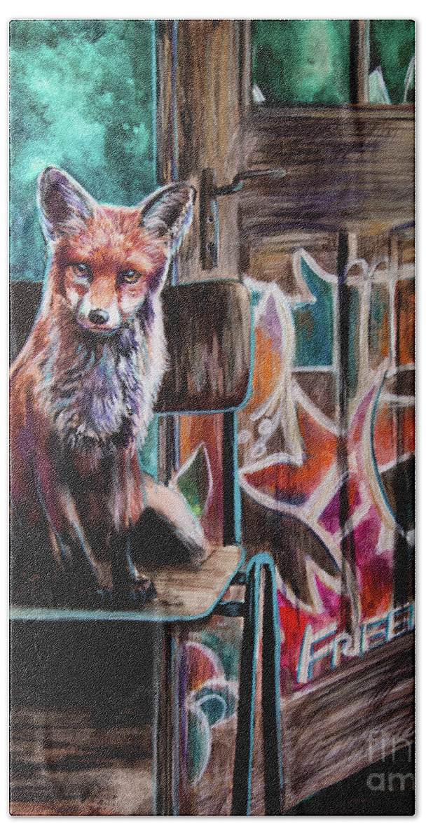 Fox Hand Towel featuring the painting Freedom by Lachri