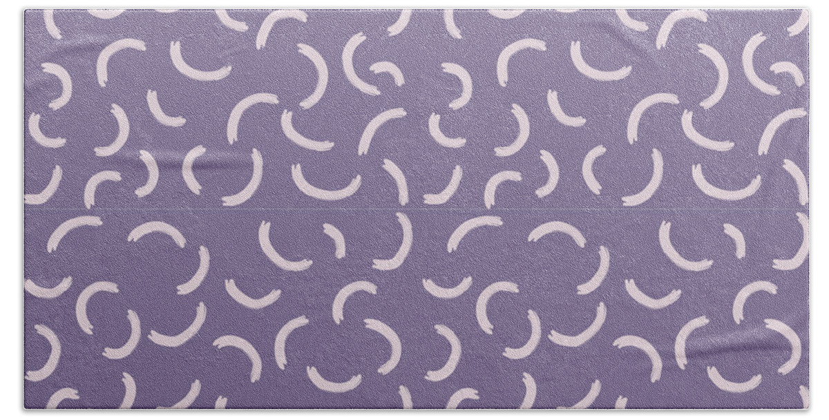 Pattern Hand Towel featuring the digital art Freehand Curved Lines - Iris by Studio Grafiikka