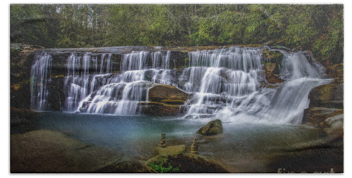 French Hand Towel featuring the photograph French Broad Falls at Living Waters by Shelia Hunt